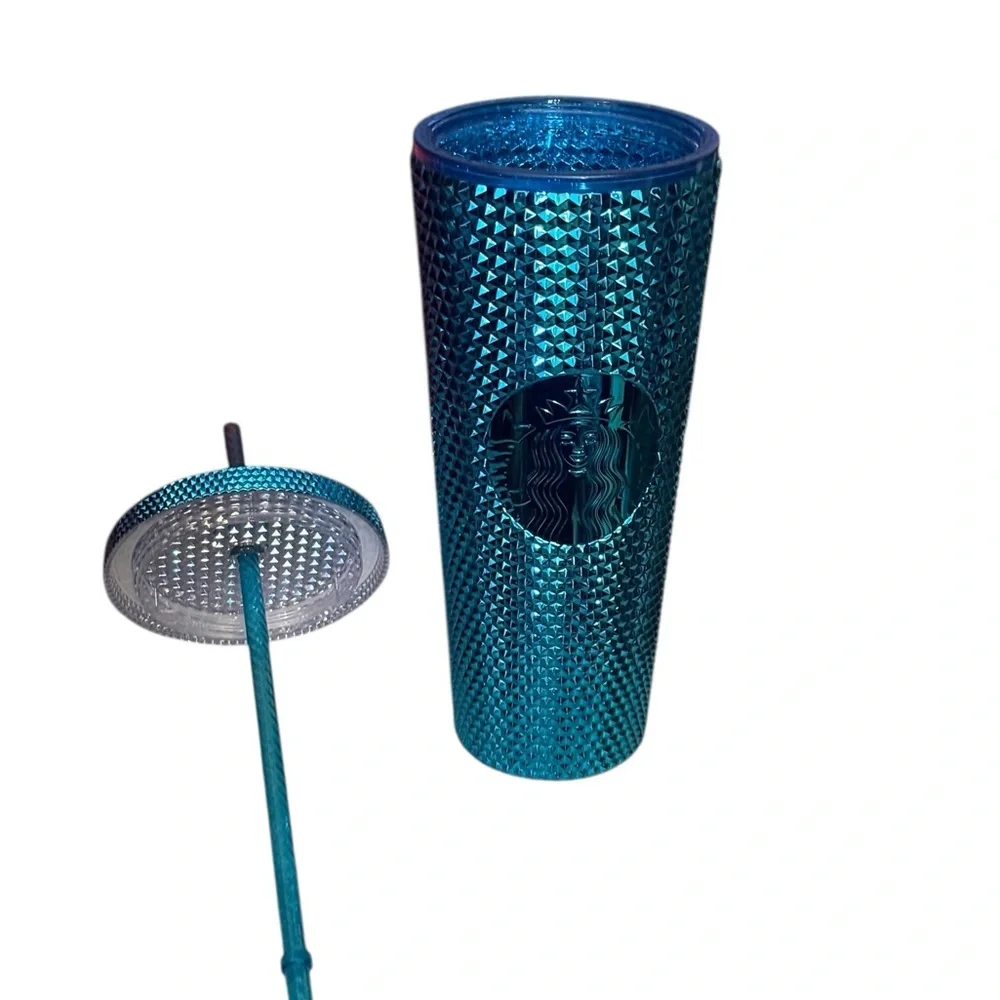 Starbucks 2023 Blue Chrome Studded Venti 24oz Cold Cup Tumbler